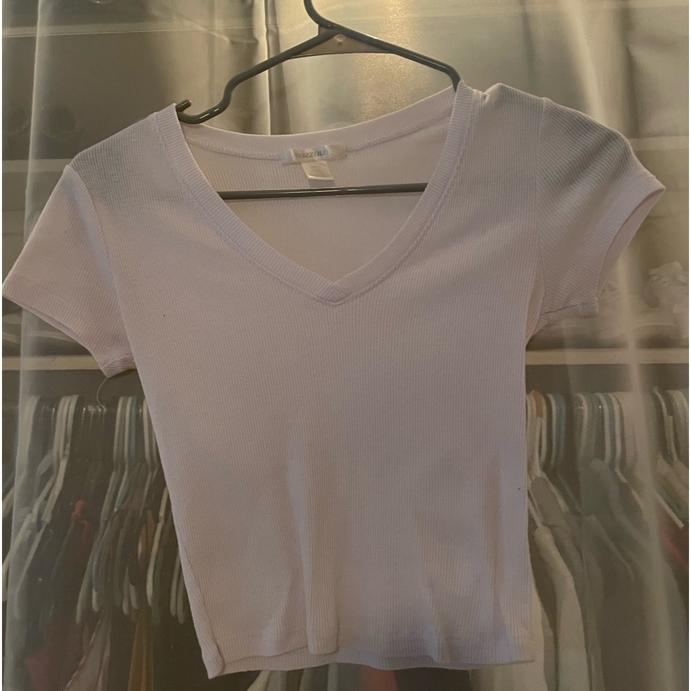 Cropped shirt sleeve v neck